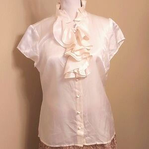 Talbots Cream Ruffle Blouse